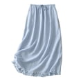 thumbnail image 1 of Ynynloco Midi Skirts for Women High Waisted A Line Flowy Cotton Linen Knee Length Skirt Casual Trendy Solid Color Skirt, 1 of 7
