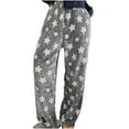 thumbnail image 1 of Ynynloco Pajama Pants Women Fuzzy Trendy Star Print Elastic Waist Fleece Wide Leg Pants Fall Winter Shaggy Pajama Trousers for Going Out and Home, 1 of 8