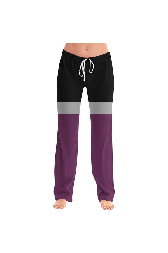 Pants for Women High Waist Drawstring Wide Leg Color Block Palazzo Trousers Casual Athletic Loose Fit Full Length Comfy Baggy Tapered Joggers