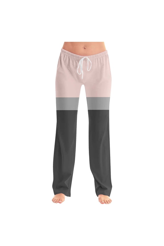 Pants for Women High Waist Drawstring Wide Leg Color Block Palazzo Trousers Casual Athletic Loose Fit Full Length Comfy Baggy Tapered Joggers