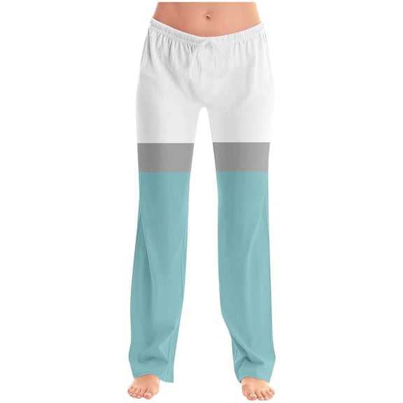 Ynynloco Pants for Women High Waist Drawstring Wide Leg Color Block Palazzo Trousers Casual Athletic Loose Fit Full Length Comfy Baggy Tapered Joggers