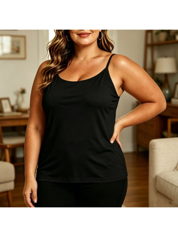 Plus Size Camisole for Women Spaghetti Strap Tank Top Basic Undershirts Yoga Workout Top for Everyday Daily Wear