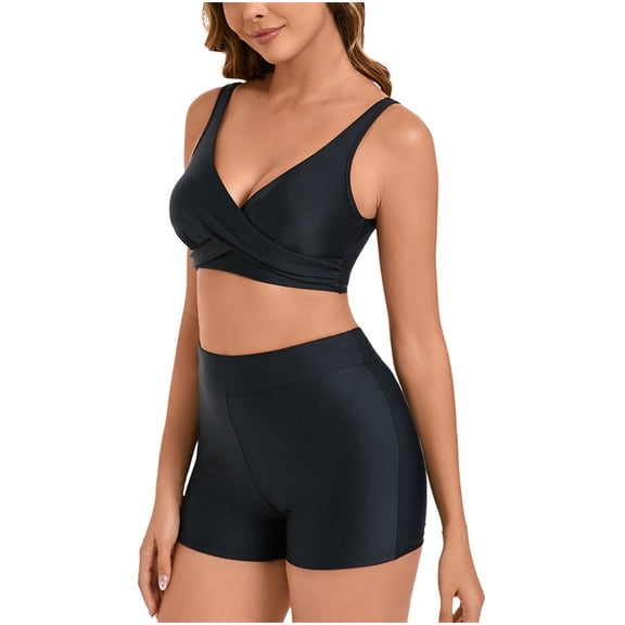 Ynynloco Popular Swimsuits for Women Cross-Back Adjustable Strap Swimsuit Tummy Control High Waisted Swim Trunk