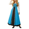 thumbnail image 1 of Ynynloco Renaissance Costume Women Halloween Medieval Pirate Full Skirt Dress 2 Pics Set, Pockets, Square Neck, Adjustable Lacing, for Ren Faire, Witch Outfit, Pirate Theme Parties, Hobbit Events, 1 of 7