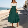 thumbnail image 1 of Ynynloco Renaissance Costume Women Peasant Medieval Maxi Dress Off Shoulder Puff Sleeve FairyDress Puff Sleeve with Pockets for Halloween Costume, Whimsical Clothes, 1 of 9