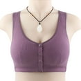 thumbnail image 1 of Ynynloco Ribbed Bras for Women 100%Cotton Front Closure No Underwire Comfort Senior Wireless Snap Closing Bra, 1 of 6