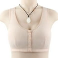 thumbnail image 1 of Ynynloco Ribbed Bras for Women 100%Cotton Front Closure No Underwire Comfort Senior Wireless Snap Closing Bra, 1 of 5