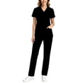 thumbnail image 1 of Ynynloco Scrubs Set for Women Medical Uniform Cool Breathable Stretch V-Neck Top & Straight Leg Pants with Pockets for Nurse Workwear, 1 of 9