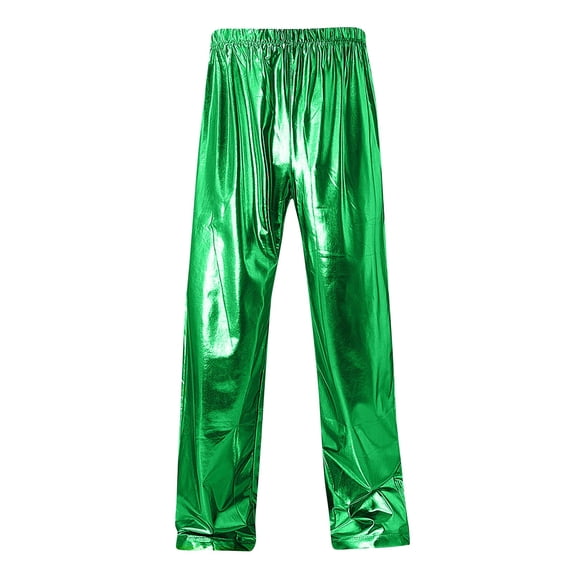 Ynynloco Shiny Disco Pants for Men, 70s/80s Party Rave Pants, Vintage Cosplay Straight Leg Trousers