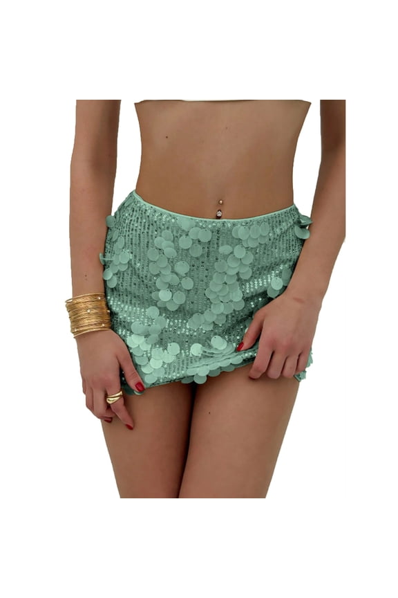 Skirts for Women Sparkly Sequin Glitter Stretchy Bodycon Mini Skirts Trendy Dance Party Club Short Skirt
