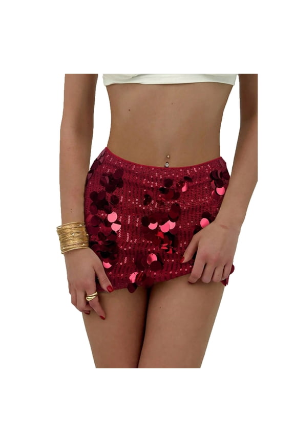 Skirts for Women Sparkly Sequin Glitter Stretchy Bodycon Mini Skirts Trendy Dance Party Club Short Skirt