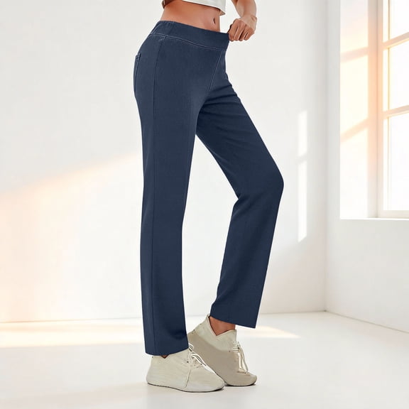 Ynynloco Stretchy Work Pants High Waisted Slacks for Women Dress Pants Business Casual Trousers with Pockets