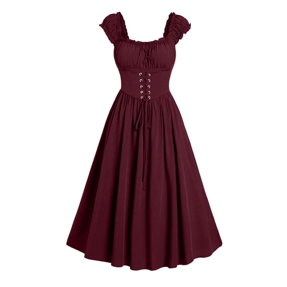 Ynynloco Summer A-Line Midi Dresses for Women 2026 Elastic Straps Square Neck Corset Dress Flowy Long Sundresses with Pocket
