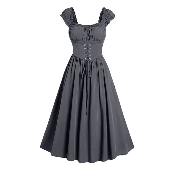 Ynynloco Summer A-Line Midi Dresses for Women 2026 Elastic Straps Square Neck Corset Dress Flowy Long Sundresses with Pocket