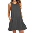 thumbnail image 1 of Ynynloco Summer Dresses for Women Sleeveless Casual Tshirt Sundress Casual Loose Tank Beach Dress with Pockets, 1 of 4
