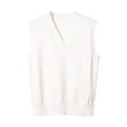 thumbnail image 1 of Ynynloco Sweater Vest Women V Neck Sleeveless Solid Color Ribbed Bottom Kint Pullover Tops Casual Comfy Classic Sweaters, 1 of 7