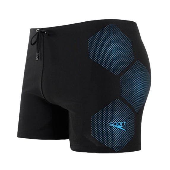 Ynynloco Swim Trunks Men Striped Print Elastic Waistband Drawstring High-Stretch Square Leg Boxer Briefs Quick Dry Beach Board Beach Sport Short