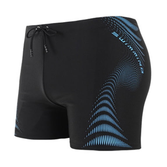 Ynynloco Swim Trunks Men Striped Print Elastic Waistband Drawstring High-Stretch Square Leg Boxer Briefs Quick Dry Beach Board Beach Sport Short