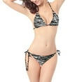 thumbnail image 1 of Ynynloco Swimsuit for Women Striped Rope-Tie Push-Up Halter Tops with Tie Side Bottom Two Picec Bathing Suits, 1 of 4
