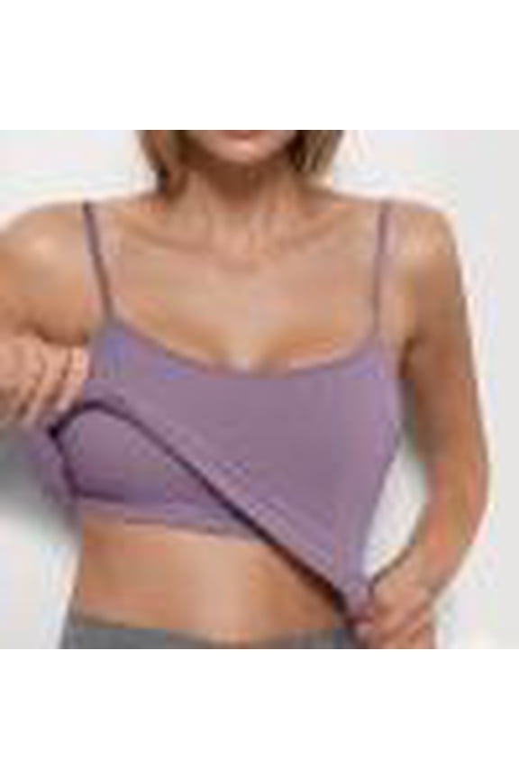 Tank Top for Women with Bra Wireless Fabric Built-in Padded Shelf Bra Support,Spaghetti Strap Layering Camis, Basic Undershirt