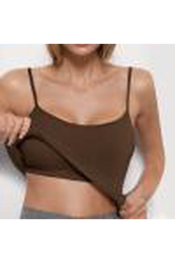 Tank Top for Women with Bra Wireless Fabric Built-in Padded Shelf Bra Support,Spaghetti Strap Layering Camis, Basic Undershirt