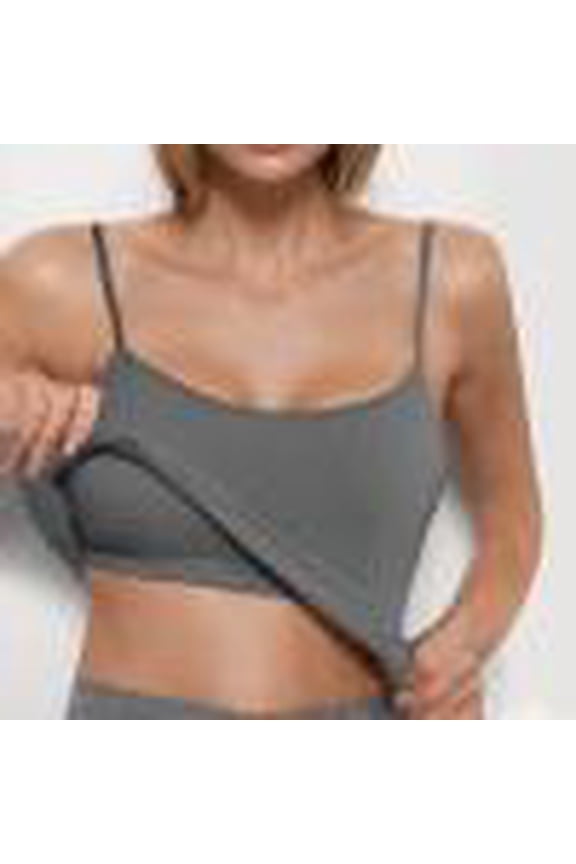 Tank Top for Women with Bra Wireless Fabric Built-in Padded Shelf Bra Support,Spaghetti Strap Layering Camis, Basic Undershirt