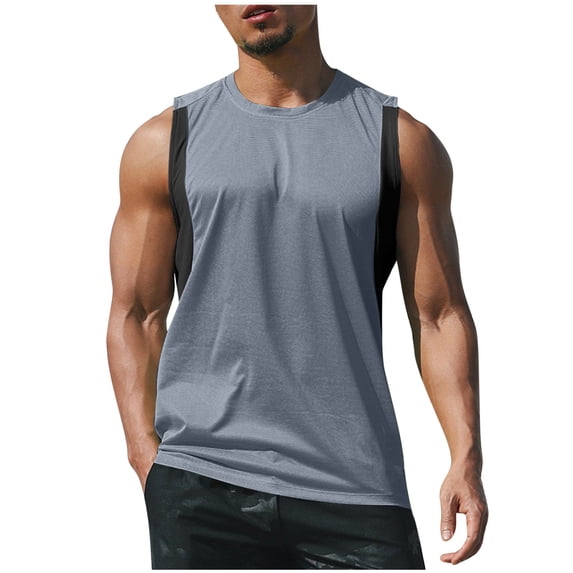 Ynynloco Tank Tops Men Quick Dry Solid Color Lightweight Stretch Sleeveless Vest Athletic Workout Gym Running Bodybuilding Shirt
