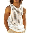 thumbnail image 1 of Ynynloco Tank Tops Men See Through Hollow Out Crochet Sleeveless Crew Neck Vest Casual Fishnet Sexy Breathable Beach Muscle Tanks, 1 of 8