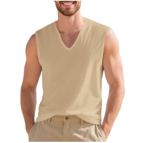 Ynynloco Tank Tops Men V Neck Solid Color Sleeveless Undershirt Casual Quick Dry Athletic Gym Breathable Soft Stretch Workout Vest