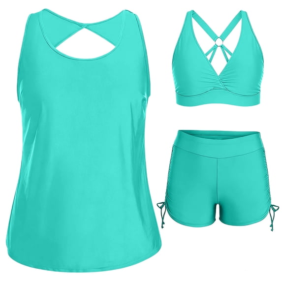 Ynynloco Tankini Swimsuits for Women Tummy Control Two Piece Modest Bathing Suits Skirt Top with Boyshorts
