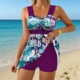thumbnail image 1 of Ynynloco Tankini Swimsuits for Women Two Piece High Waist Printing Bathing Suits Tummy Control Ruched Modest Swim Suits with Skirt Boyshorts, 1 of 5