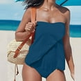 thumbnail image 1 of Ynynloco Tankini Swimsuits for Women Two Piece Strapless Bandeau Solid Bottom Bathing Suits Tops Full Coverage Modest Swim Suits, 1 of 9
