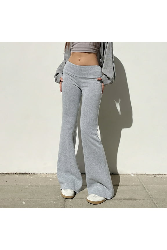 Teen Girl's Flared Yoga Pants, Low Waisted Flare Pants, Stretchy Skinny Yoga Bell Bottoms Track Trousers for Women