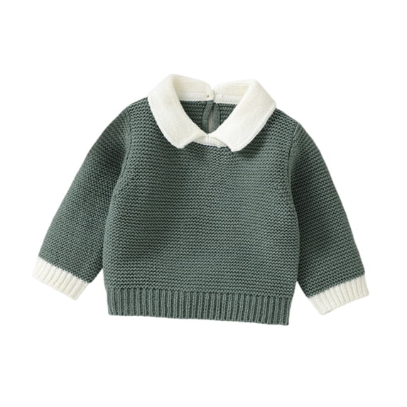 Ynynloco Toddler Boy Girl Sweater Baby Fall Shirt Pullover Long Sleeve Knitted Sweatshirt Collared Top Baby Winter Clothes