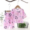 thumbnail image 1 of Ynynloco Toddler Boys Girls Clothes Soft 2 Piece Cotton Pajama Set Short Sleeve Button Tops and Pants Comfy Sleepwear Lounge Set, 1 of 3
