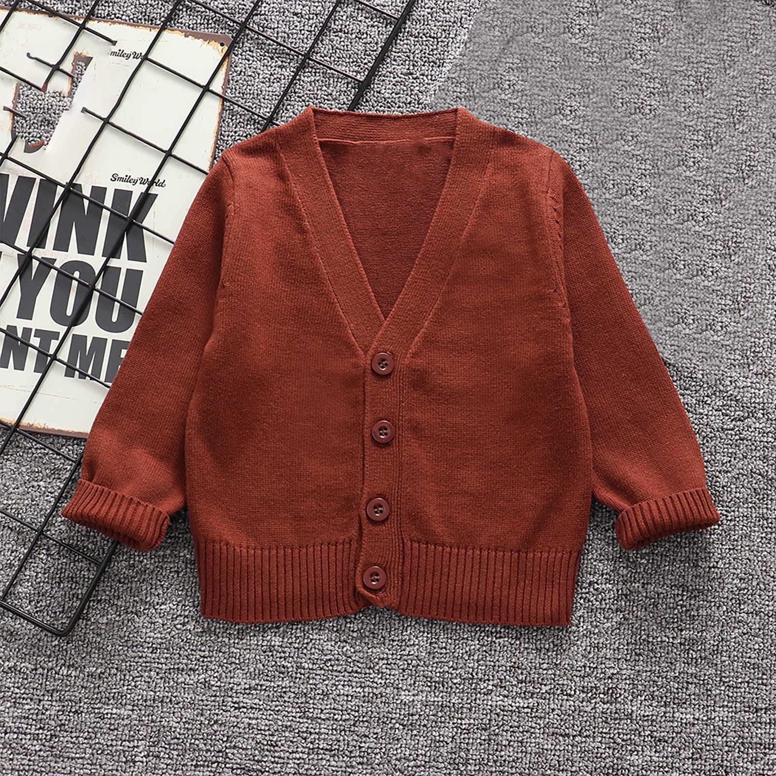 Little Surprise Box Grey Flower Button- Down Winter Cardigan, Winter Cardigan Sweater for Kids