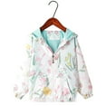 thumbnail image 1 of Ynynloco Toddler Girls Rain Jacket Windbreak Waterproof Hooded Raincoat Cute Prints Lightweight Zipper Up Rain Coats with Pockets, 3-9 Years, 1 of 3