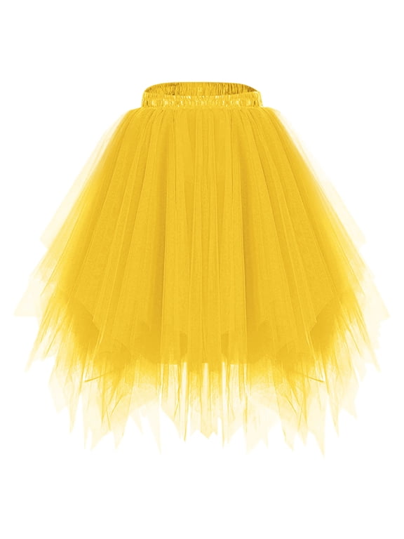 Tulle Skirts for Women, A-Line Fairy Puffy Skirt Asymmetrical Midi Length Ruffled Tutu Layered Mesh Fairy Skirt