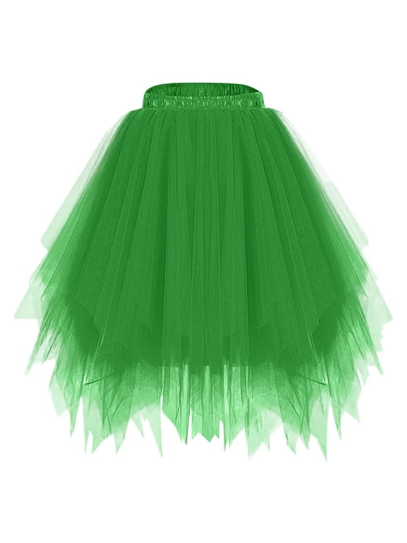 Tulle Skirts for Women, A-Line Fairy Puffy Skirt Asymmetrical Midi Length Ruffled Tutu Layered Mesh Fairy Skirt