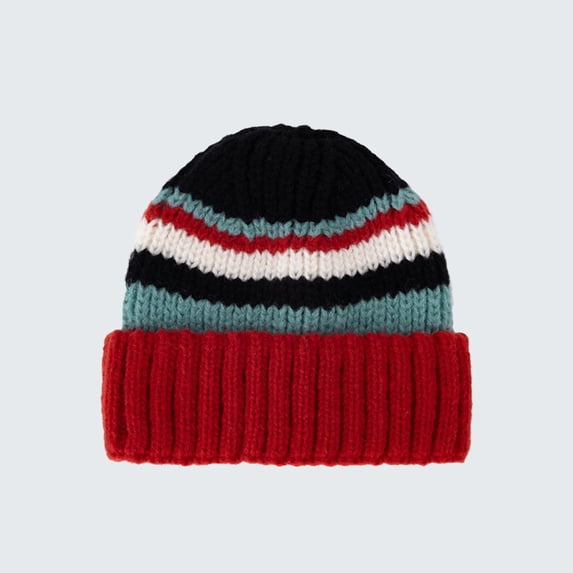 Ynynloco Unisex Slouchy Knit Skull Cap Warm Stocking Hats Guys Women Striped Winter Beanie Hat Cuffed Plain Hat