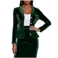 thumbnail image 1 of Ynynloco Velvet Blazer for Women Long Sleeve Lapel Collar Button Down CoatWork Office Blazer Jacket with Fake Pockets, 1 of 7