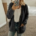 thumbnail image 1 of Ynynloco Warm Winter Coats for Womens Casual Plus Size Fleece Open Front Button down Long Sleeve Jacket Outerwear on Clearance, 1 of 5