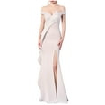 thumbnail image 1 of Ynynloco Wedding Guest Dresses for Women Off The Shoulder Corset Ruched Bodycon V Neck Maxi Long Dress for Elegant Evening Party Gown, 1 of 5