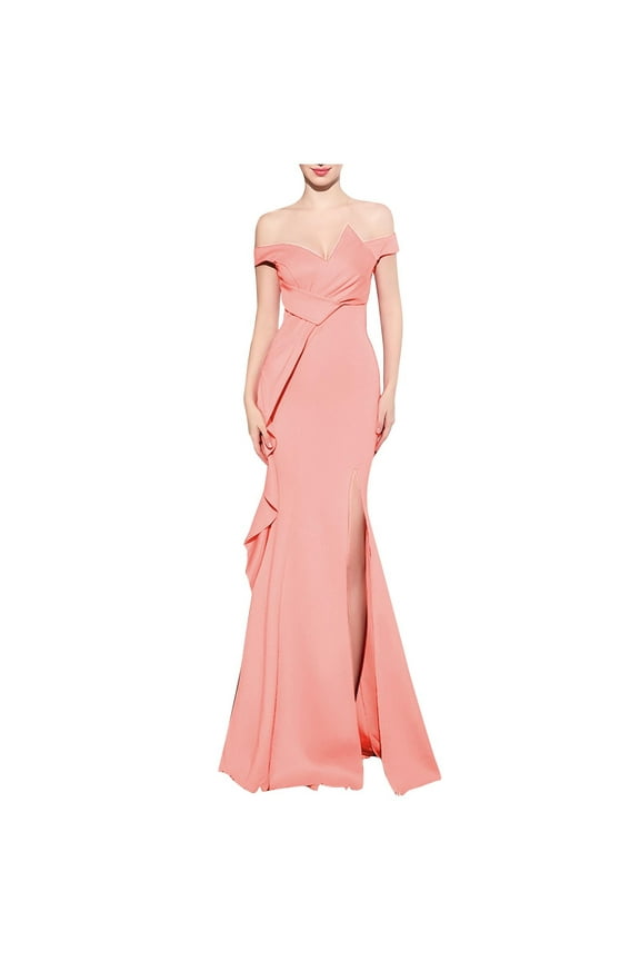 Wedding Guest Dresses for Women Off The Shoulder Corset Ruched Bodycon V Neck Maxi Long Dress for Elegant Evening Party Gown