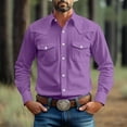 thumbnail image 1 of Ynynloco Western Cowboy Shirts for Men, Casual Button Down Long Sleeve Shirt with Pocket, 1 of 7