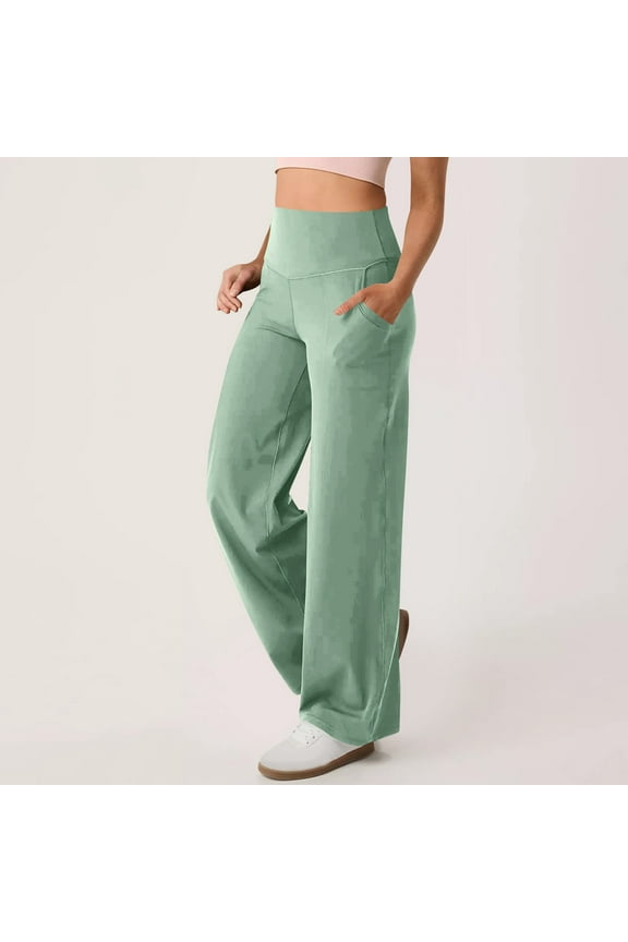 Wide Leg Pants for Women High Waist Tummy Control Loose Yoga Pants with Pockets Petite/Regular/Tall Stretch Casual Lounge Pants