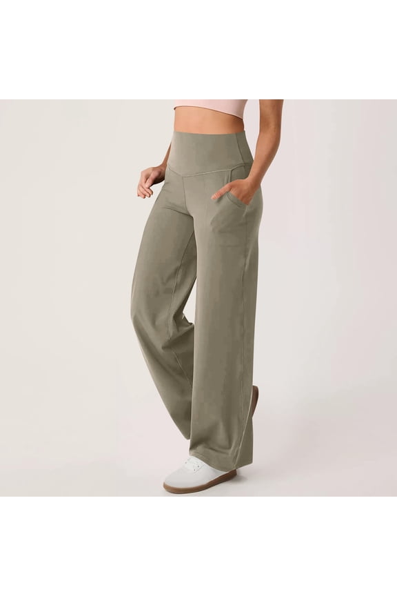 Wide Leg Pants for Women High Waist Tummy Control Loose Yoga Pants with Pockets Petite/Regular/Tall Stretch Casual Lounge Pants
