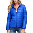 thumbnail image 1 of Ynynloco Winter Jackets for Women Lightweight Solid Color Zip-up Stand Collar Puffer Coats with Pockets 2025 Fall Winter Warm Trendy Outfits, 1 of 6