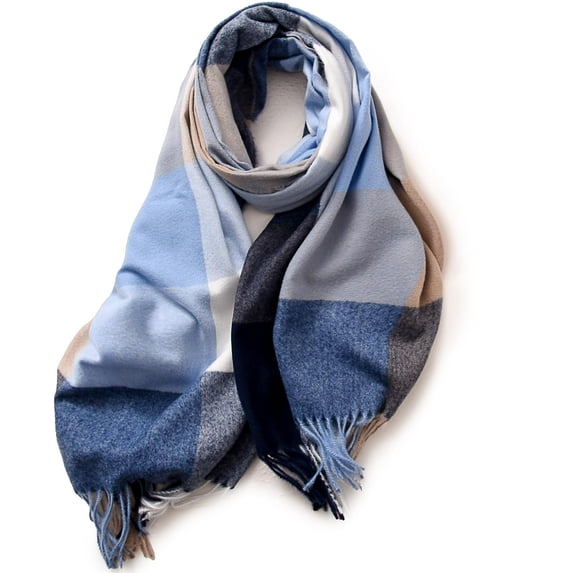 Ynynloco Winter Scarf for Women Shawl Soft Skin-friendly Warm Thickened Fleece Tassel Plaid Large Oversized Scarves Wraps