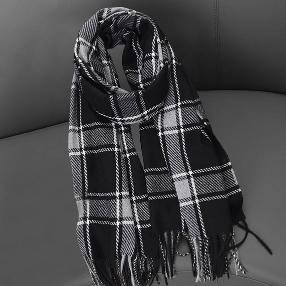 Ynynloco Winter Scarf for Women Shawl Soft Skin-friendly Warm Thickened Fleece Tassel Plaid Large Oversized Scarves Wraps